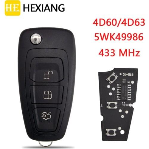 HE Xiang Car Remote Control Smart Key For Ford Focus Fiesta 2013 Transit Mondeo C Max 433MHz 4D60/4D63 Replacement Flip Key