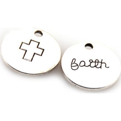 Free shipping alloy cross charm for DIY making bracelet,necklace jewelry metal beads double side bath letter charm