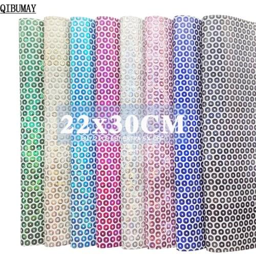 QIBUMAY A4 Glitter Easter PU Leather Solid Soft Donuts Faux Leather Sheets For Bags DIY Hair bow Accessories Synthetic Leather