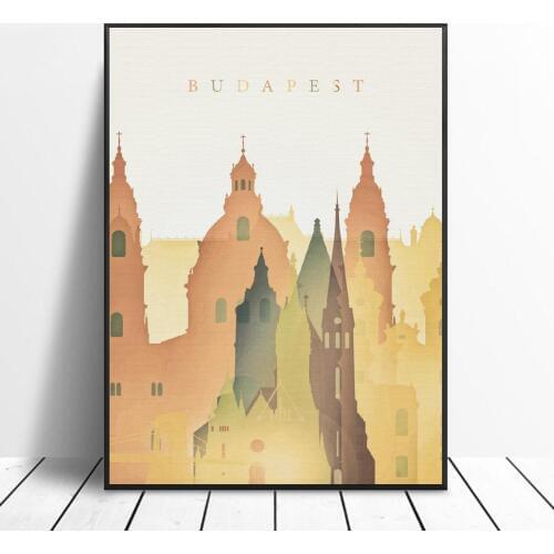 Budapest Hungary Skyline Canvas Print Wall Art Poster Picture Modern Bedroom Living Room Decoration No Frame