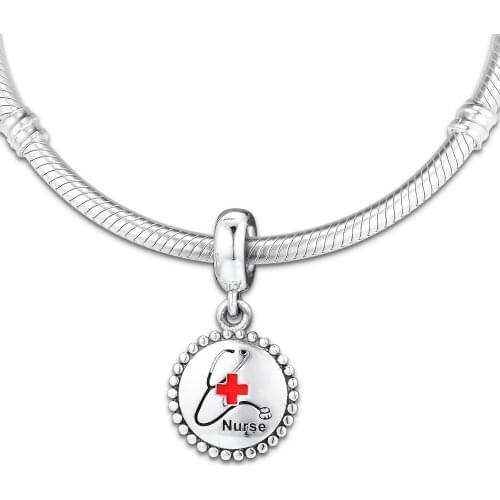Doctor Nurse Dangle Charm Fit Pandora Bracelet S925 Silver Beads For Jewelry Making Women Gift 02668