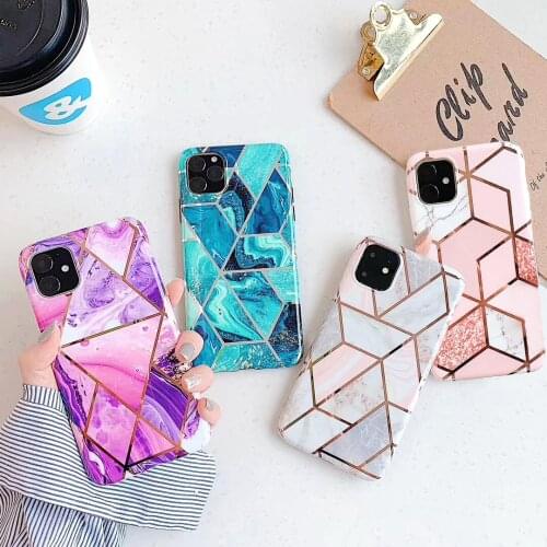 3D Customer Print Marble Plating Case for iPhones XR Marble Case for iPhone 11 Pro Max Mobile Cover for Apple 12 Mini 12Pro Max