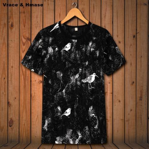 3D birds pattern creative printing oversized fashion short sleeve t shirt Summer 2018 New hollow cool quality t shirt men S-6XL