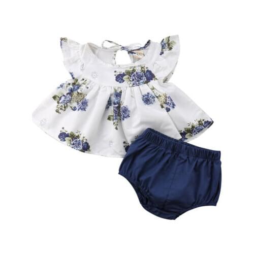 Newborn Summer Baby Girl Clothes 2pcs Outfits Set Dress Tops+short Pants 0-24 Months