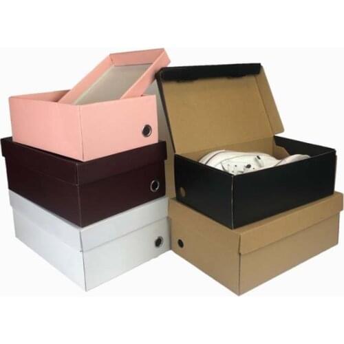 Shoe Storage Box 100Pcs Custom Printed Logo Shoe Box Gift Box Foldable Corrugated Paper Box For Packaging Shoe SN3853