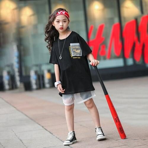 Jazz Dance Costumes For Girls Fashion Hip Hop Street Dance Rave Outfits Kids Performance Clothing Loose Practice Wear DC3801