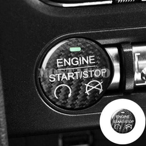 For Ford Mustang Carbon Fiber Console Engine Start Stop Button Cover 2015-2019 Black/Red 1pcs Car Accessories Interior Car Decor