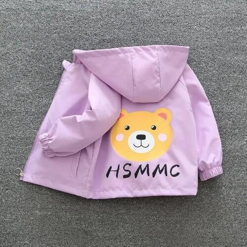 2 3 4 5 6 7 8 9 10 Year Lovely Girls Jacket Autumn Hooded Zipper Windbreaker Coat Casual Little Bear Boys Outerwear Kids Clothes