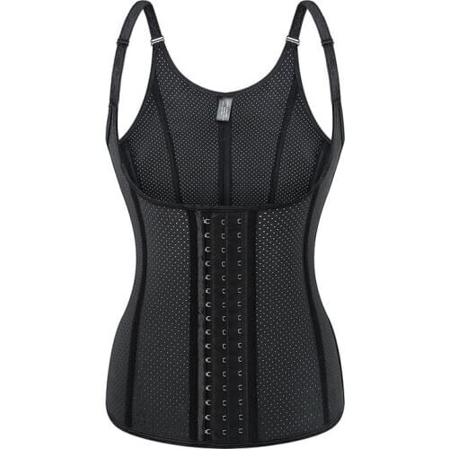 Steel Boned Latex Vest Waist Trainer Breathable Air Holes Rubber Corset Overbust Korse Adjustable Shoulder Strap Gorset Sports