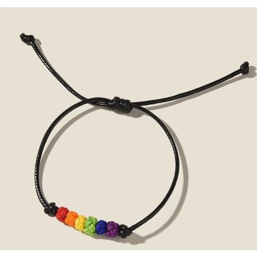 Fashion Mens and Womens Handmade Rainbow Knitting Bracelet Same Sex Couple Bracelet Leisure Party Jewelry Anniversary Gift