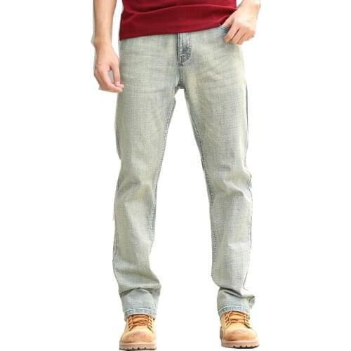 Spring and Autumn Mens Jeans Pants Light Blue Elastic Denim Pants Hip Hop Skateboard Pants