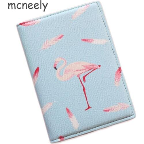 New Passport Covers Cartoon Cute Flamingo Passport Holder Travel Accessories Bags ID Bank Card Business Holder Case For Women