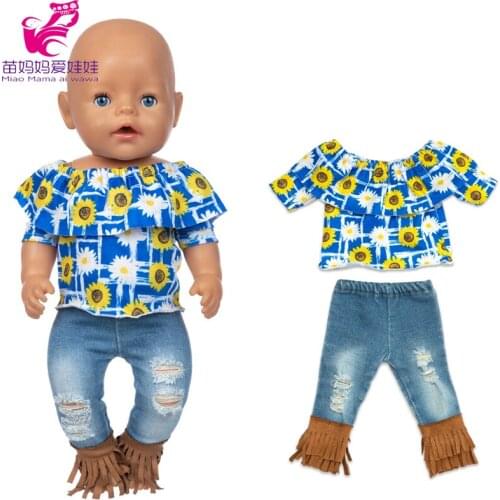 Doll clothes 43cm Baby Doll sumer shirt denim pants 18 Inch American OG girl Doll jacket