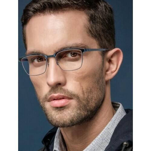 Pure Titanium Glasses Frame Men Square Eyewear Male Classic Half Frame Optical Prescription Eyeglasses Frames Gafas Oculos 9824