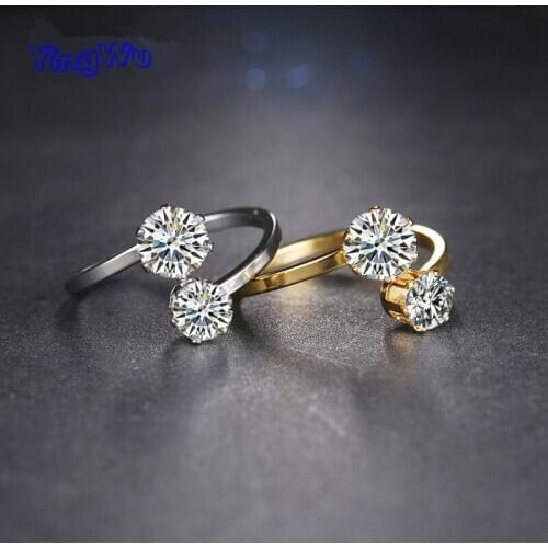 Wholesale Stainless Steel Rings For Women Wedding Ring Double Cubic Zirconia Fashion Jewelry
