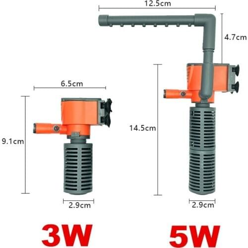 3W 5W Submersible Aquarium Filter Mini Fish Tank Internal Filter Pump Water Flow Circulation Add Oxygen for Fish Turtle Tank