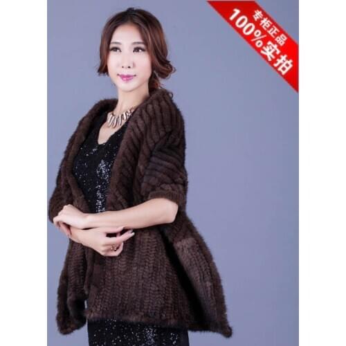 Mink fur shawl chervron outerwear fur scarf knitted muffler scarf Women evening dress autumn and winter thermal