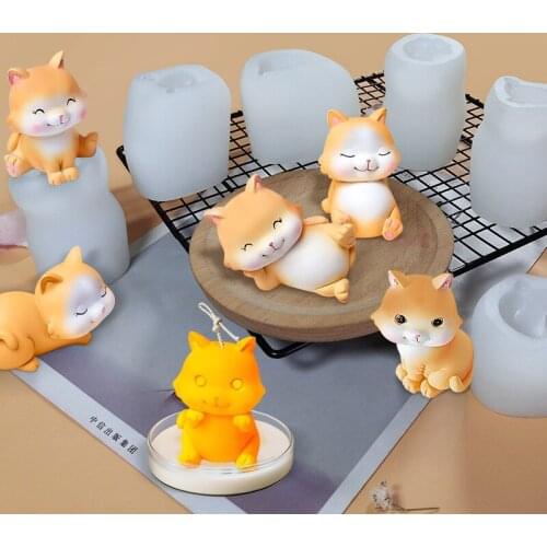 3D Cat Silicone Mousse Cake Chocolate Mold Cute Pets Diy Aromatherapy Candle Tool Cake Decoration Accessories Easy Demoulding