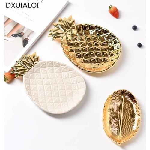 Nordic Decoration of the House Supplies Writing Decoration Porcelain Storage Plate Ceramic Plate Gold Jewelry Plate Home Decor