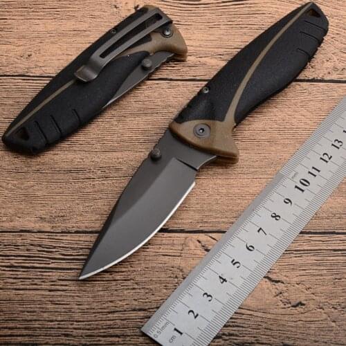 18CM-20.5CM Compact Scout Folding Knife Outdoor Camping Survival Knife 7CR17 Serrated Blade Rubber Handle + Box and Manual