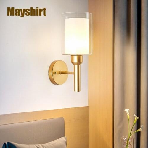 Modern Iron Glass Wall Lamps for Bedroom Bedside Kitchen Bathroom Living Room Decoration Indoor Lighting LED Wall Light Fixtures
