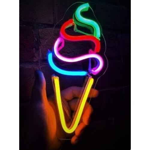 Custom Ice Cream Led Flex Transparent Acrylic Neon Sign Light Window Wall Hanging Decoration for Summer Sale Shop Art Club Bar