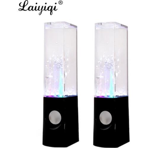 Laiyiqi 1 pair Led Light Dancing Water Speakers column Fountain Water spray 3D woofer Music PC alto falante caixa de som bocina