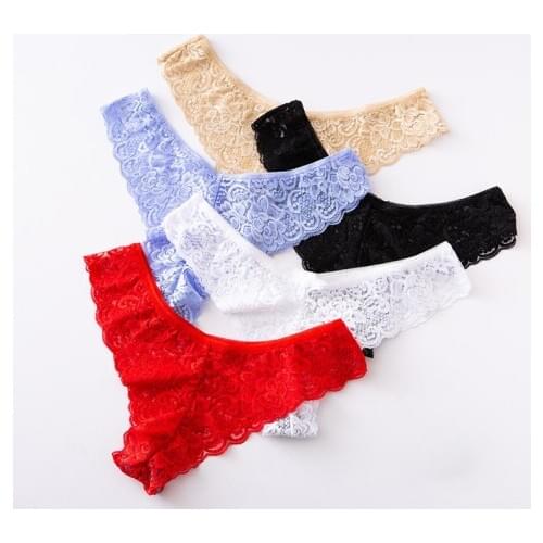 Sexy Lingerie Women Underpants Underwear Low Waist Lace Thong Pants Hot Sexy Breathable Panties Cotton For Girls G -Strings - XL