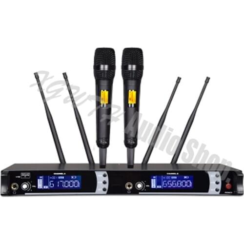UHF Wireless Microphone System with 2 Condenser Cardioid Handheld Mic Digital Diversity Receive For DJ Stage