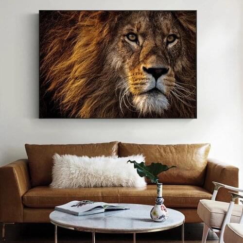 African Wild Lion Head Canvas Art Paintings on the Wall Art Posters and Prints Animals Art Pictures For Living Room Cuadro Decor