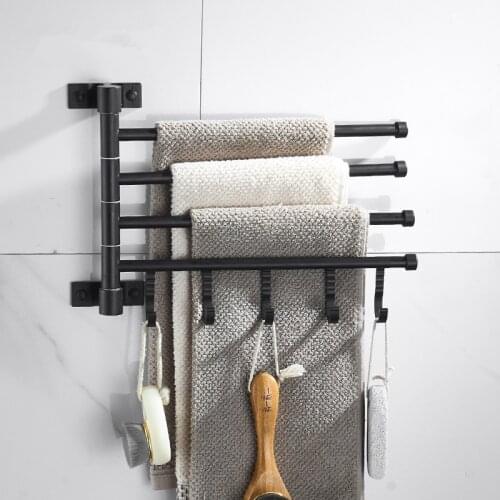Bathroom Towel Space aluminum 360 degrees Rotating towel bar bathroom storage rack Wall Mounted Swivel Rack Bathroom Accessories