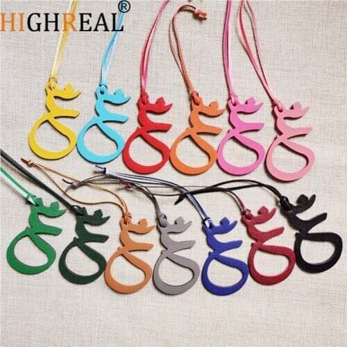 Custom Made Luxury Genuine Natural Leather Character Alphabet Arabic Letter Keychain Backpack Pendant Ladies Women Bag Charm