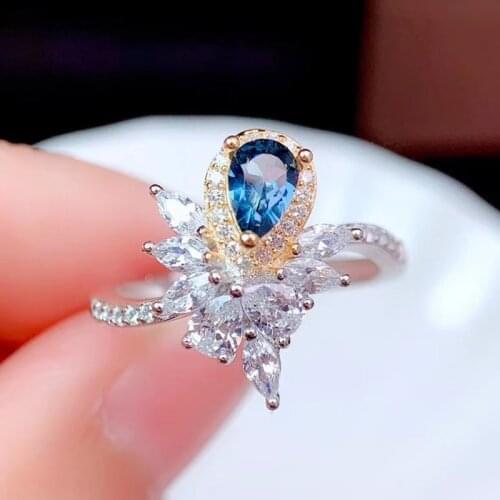 CoLife Jewelry 100% Natural Topaz Silver Ring for Party 4mm*6mm London Blue Topaz Ring 925 Silver Topaz Jewelry
