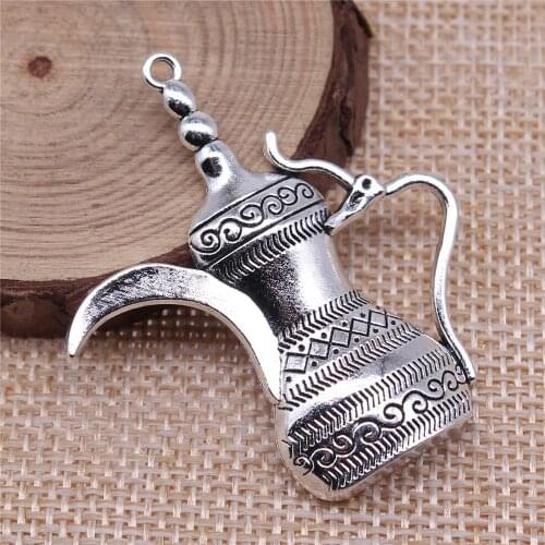 Jewelery Pendants Making Charms For Jewelry 5pcs Flagon Charms 46x41mm Antique Silver Plated