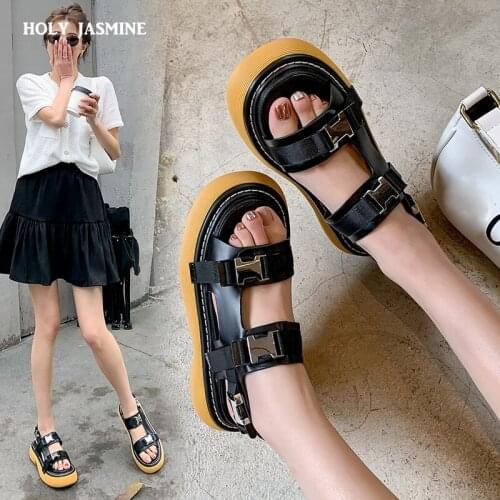 2021 New Designer Shoes Woman Sandals Gladiator Velcro Sandals Women High Quality Ladies Shoes Summer Platform Sandalias De Muje