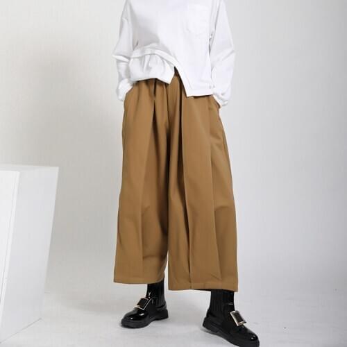 Johnature New Japanese Fashion Wide Leg Pants Women 2021 Autumn Winter Loose Solid Color Ankle-length Women Pants