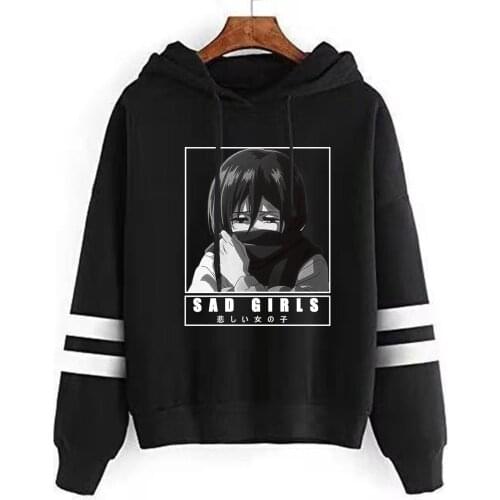 Mikasa SAD GIRLS Hoodies Women Sweatshirts Casual Hoodie for Female Loose Tops Women Fashion