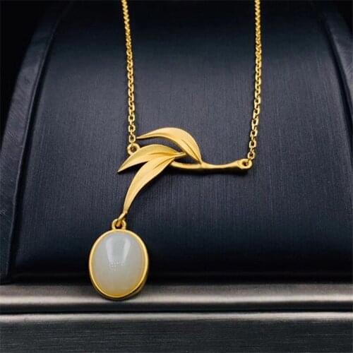 Top Grade 925 Sterling Silver Necklace For Women Jewelry Trendy Gold Chain Clavicle For Lady Christmas Gift Cool Bamboo Pendant