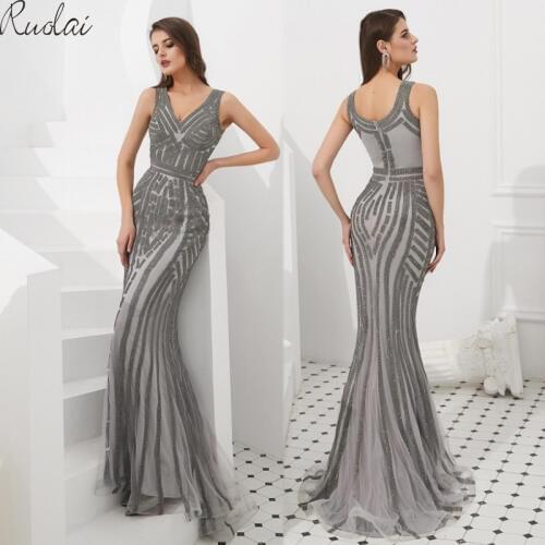 Mermaid Gown Evening Dresses Long 2019 V neck Evening Gowns For Women Evening Dress vestidos de fiesta robe de soiree