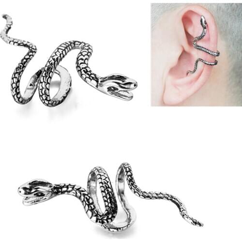 1PC Copper Snake Ear Clip Cuff Wrap Earrings for Women Men Punk No Piercing Caught Fake Cartilage Earring Gifts Jewelry Unisex