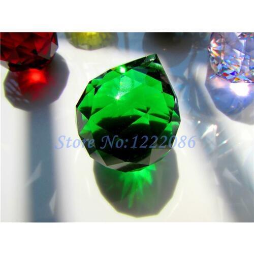 10pc 40mm AAA Grade Green Glass Crystal Prism Suncatcher Faceted Ball Free Shipping