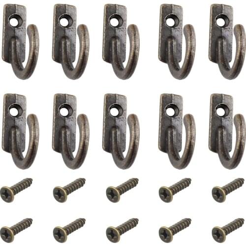 10pcs/set Hook Alloy Wall-Mounted Hanging Holder Entryway Storage Metal Hanger Home Mini Vintage Organizer Hook