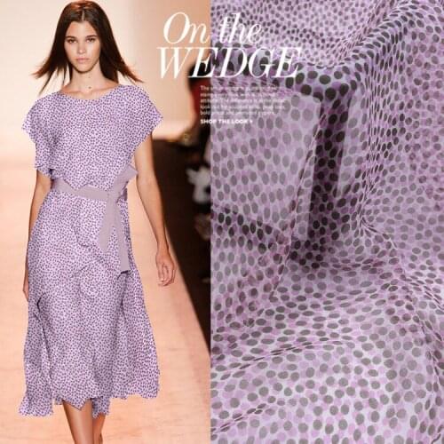 100% Mulberry Silk Georgette Dress Fabric Wavelet Dot Clothing Hanfu Silk Scarf Fabric