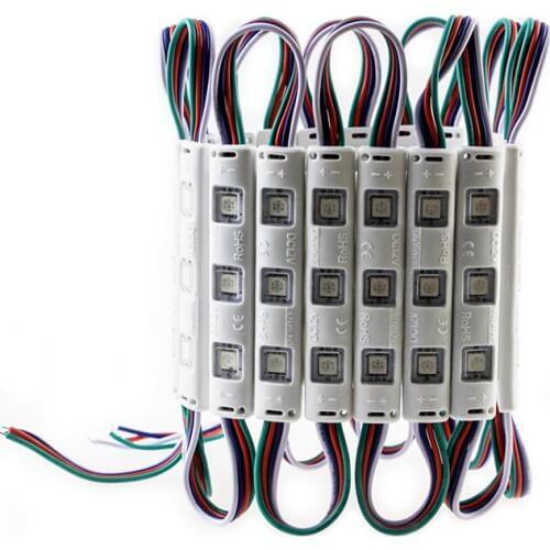 100pcs/lot Best price IP65 5730 3 LED MODULE Waterproof Warm White Green White RGB Injection Molding Light for DC 12V, 75mm*12mm