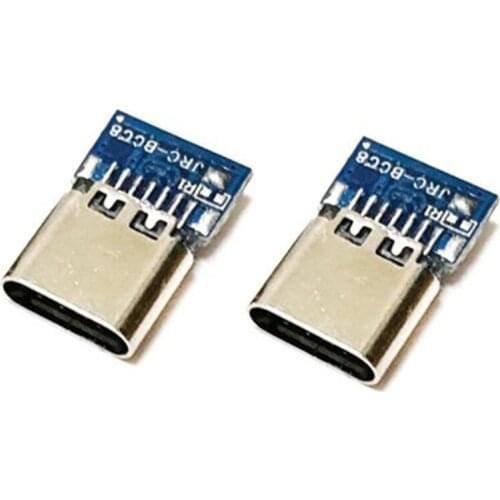 2x Mini USB Type-C Connector 16 Pin Female Solder Jack Socket 180 Degree USB Jack Socket for Data Transmission Charging