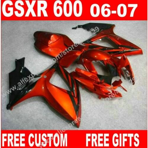 7 gifts Fairings for 2006 2007 popular black orange bodywork SUZUKI GSXR 600 750 K6 BACARDI GSXR600 GSXR750 kit 7 gift XD42