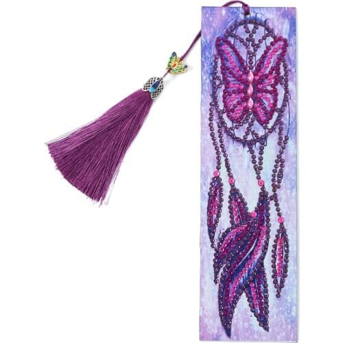 5D Diamond Painting Leather Dream catcher Bookmarks Tassel Bookmarks Special Shaped Diamond Embroidery Craft