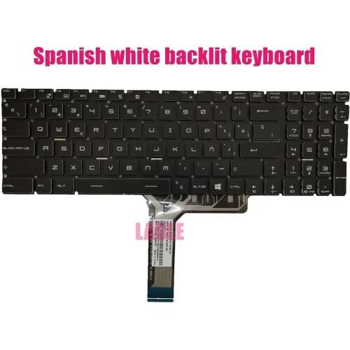 Spanish White Backlit Keyboard for MSI GP62MVR 6RF/GP62MVR 7RF(MS-16JB)Leopard Pro