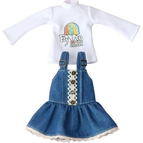 Girl Toy 1/6 Blyth Dolls Long-sleeved Shirts Strap Dress Size for Licca, Azone, Pullip Middle Blyth Clothes