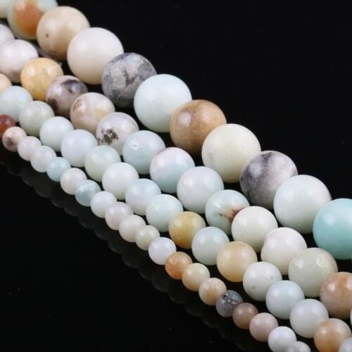 4/6/8/10mm Natural Amazonites Loose Beads Round String Beads For Jewelry DIY Making Tribal Bracelet Necklace 15"
